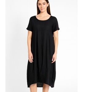 Pistache Linen Dress Black Lagenlook Size Medium Made in Italy